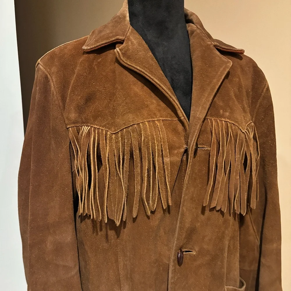 Pioneer Wear Vintage 70s Western Suede Fringe Jacket Size 34 Medium - Picture 4 of 9